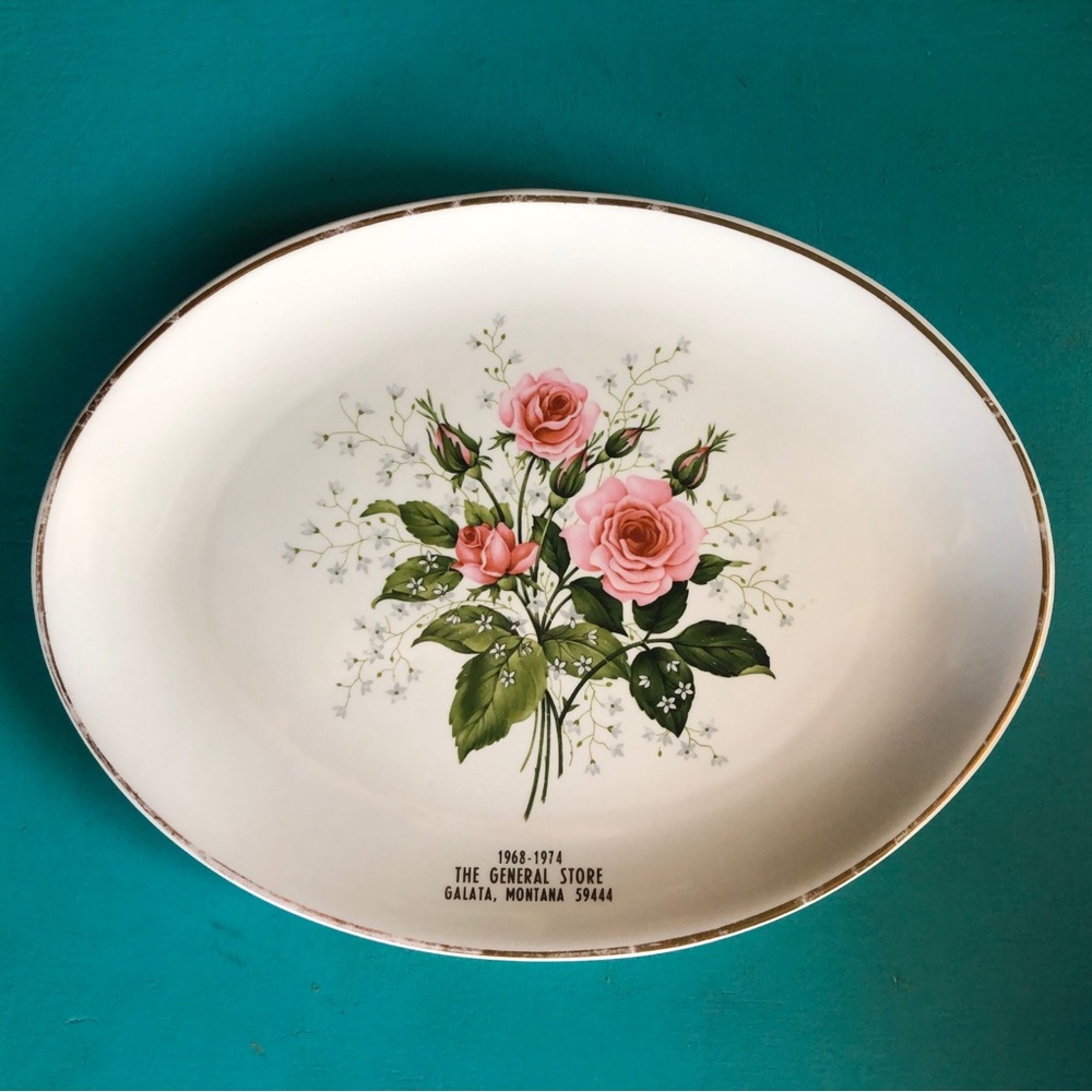 Vintage Rose Platter Ceramic